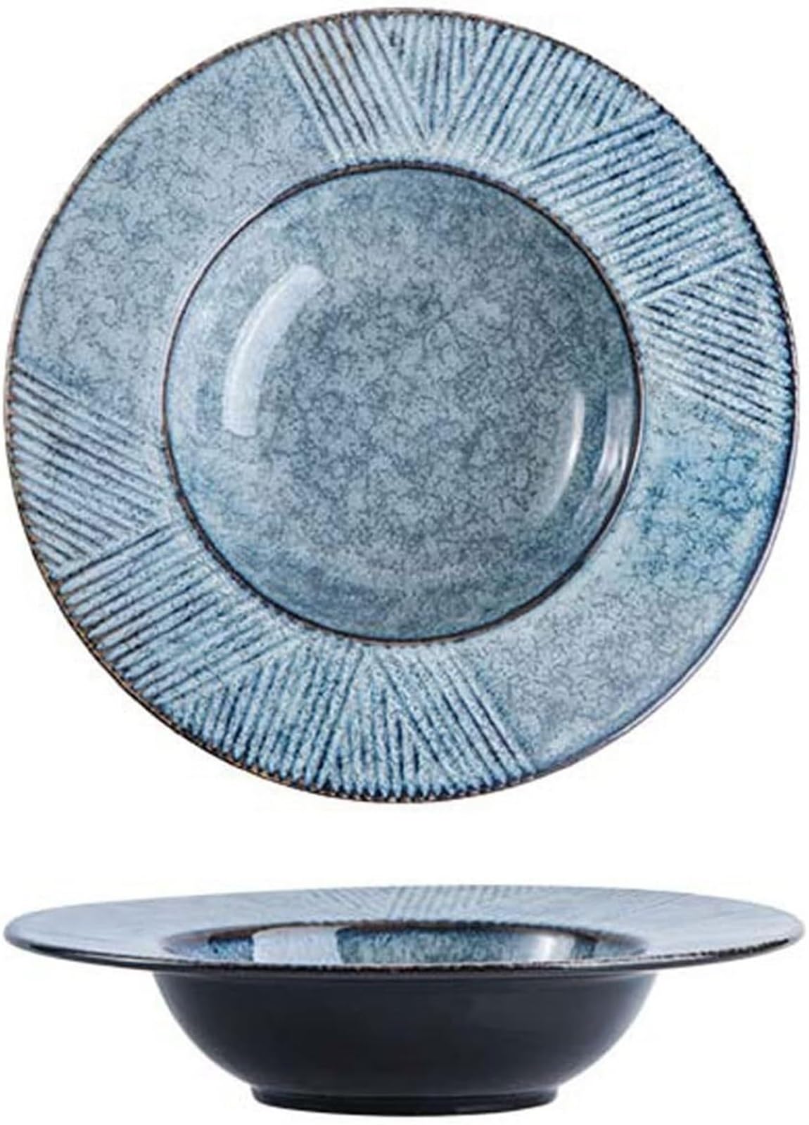 Talerz słomkowy, ceramiczny, okrągły, głęboki talerz, talerz do zupy, talerz obiadowy, talerz obiadowy do użytku domowego (kolor: B) (A)
