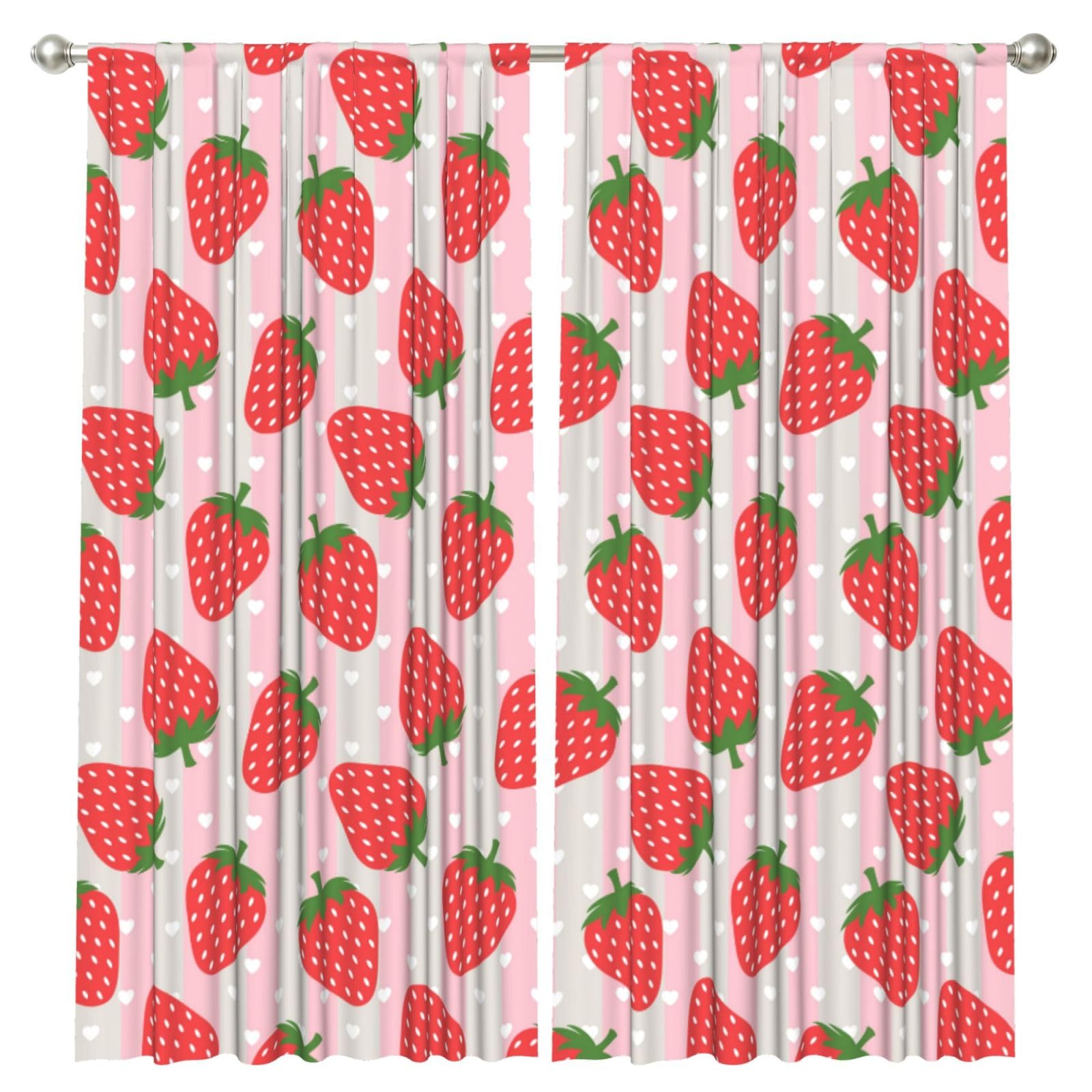 InOmak Strawberry, 2 Panels Window Curtains 52 x 84 Inch Blackout Curtains for Living Room Bedroom