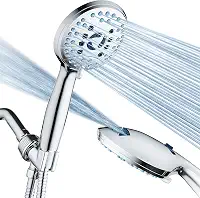 Chuveiro Redondo Cromado 8 Funções Alta Pressão, Ducha Manualcom Jato Power Wash Integrado, Mangueira Aço Inox 1,8m e Suporte Parede