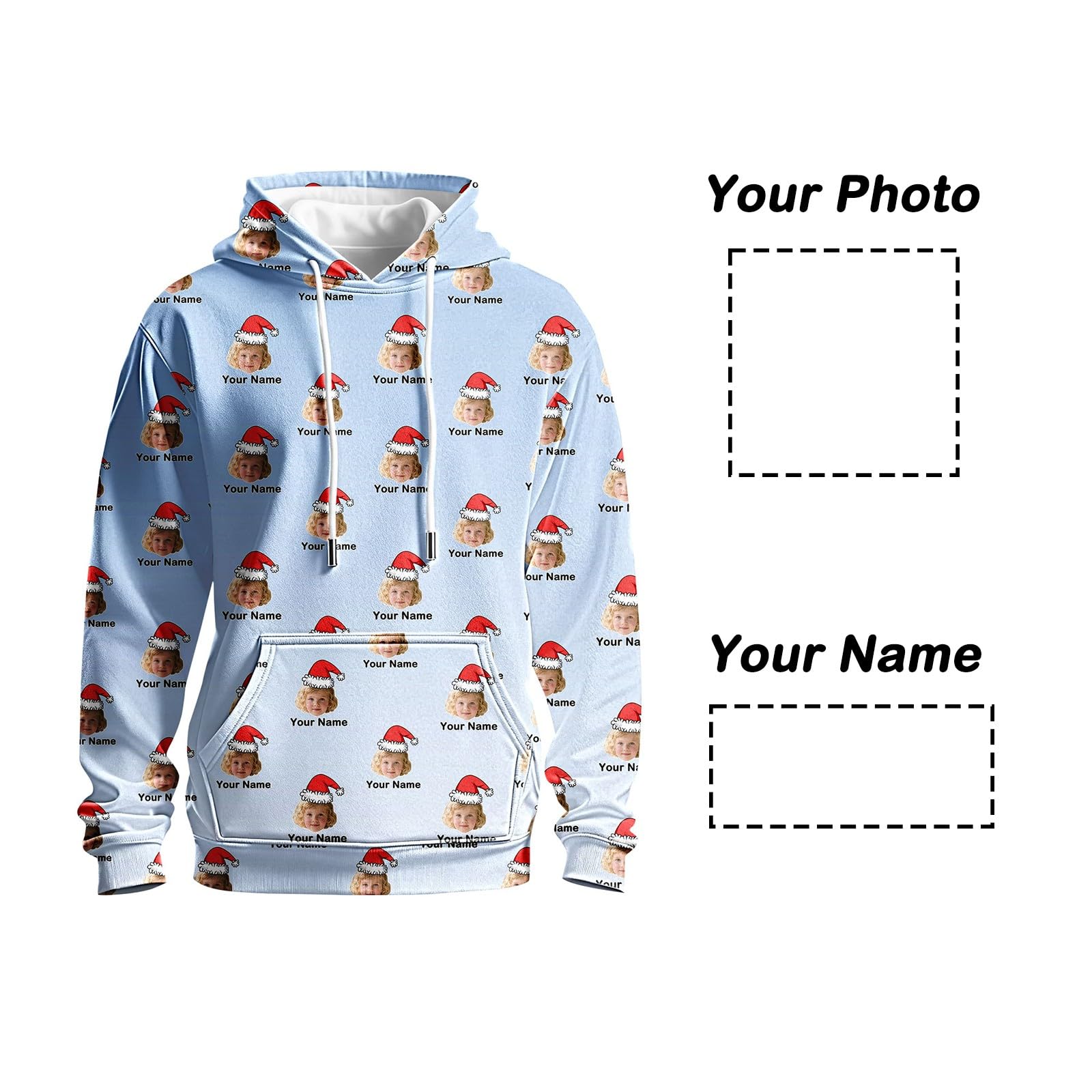 Sudadera Original Hombre Negra con Capucha Personalizada, Diseño Divertido De Navidad Chaquetones Invierno (Sky Blue, XXL) Sin Mangas Ropa Gym Tallas Grandes Sudaderas Mujer Gimnasio