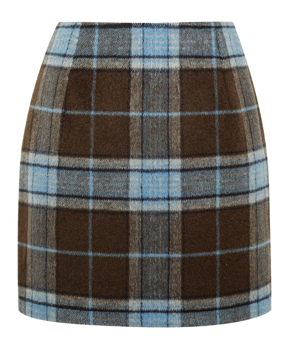 IDEALSANXUN Womens High Waist Plaid Skirt Bodycon Pencil Wool Mini Skirts
