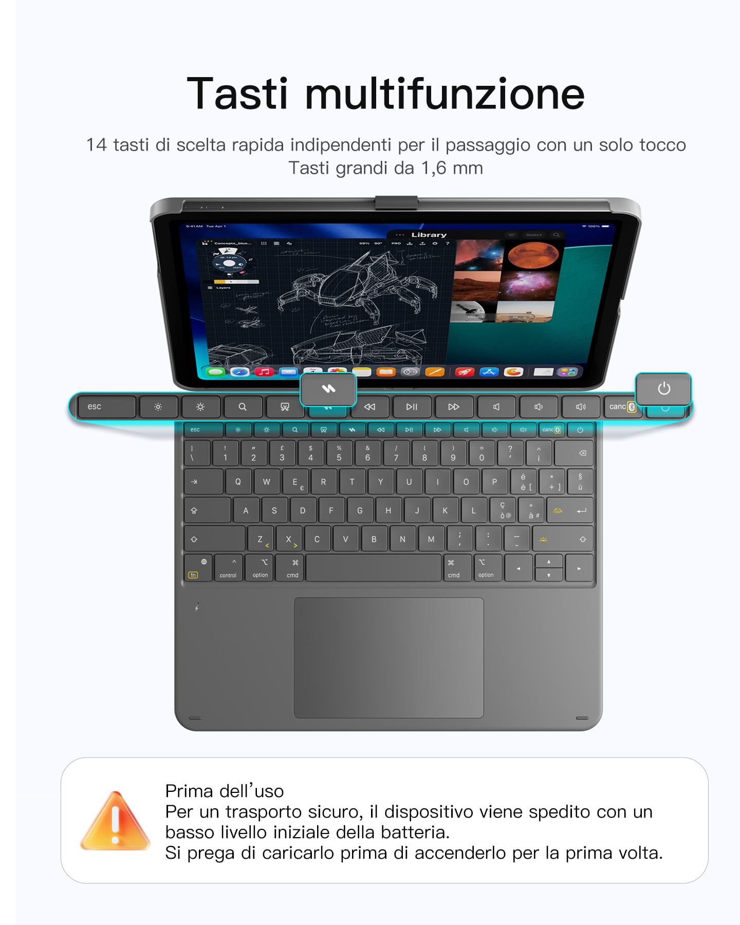 Inateck Custodia Tastiera iPad Air 13", Touchpad Gigante Alta Precisione