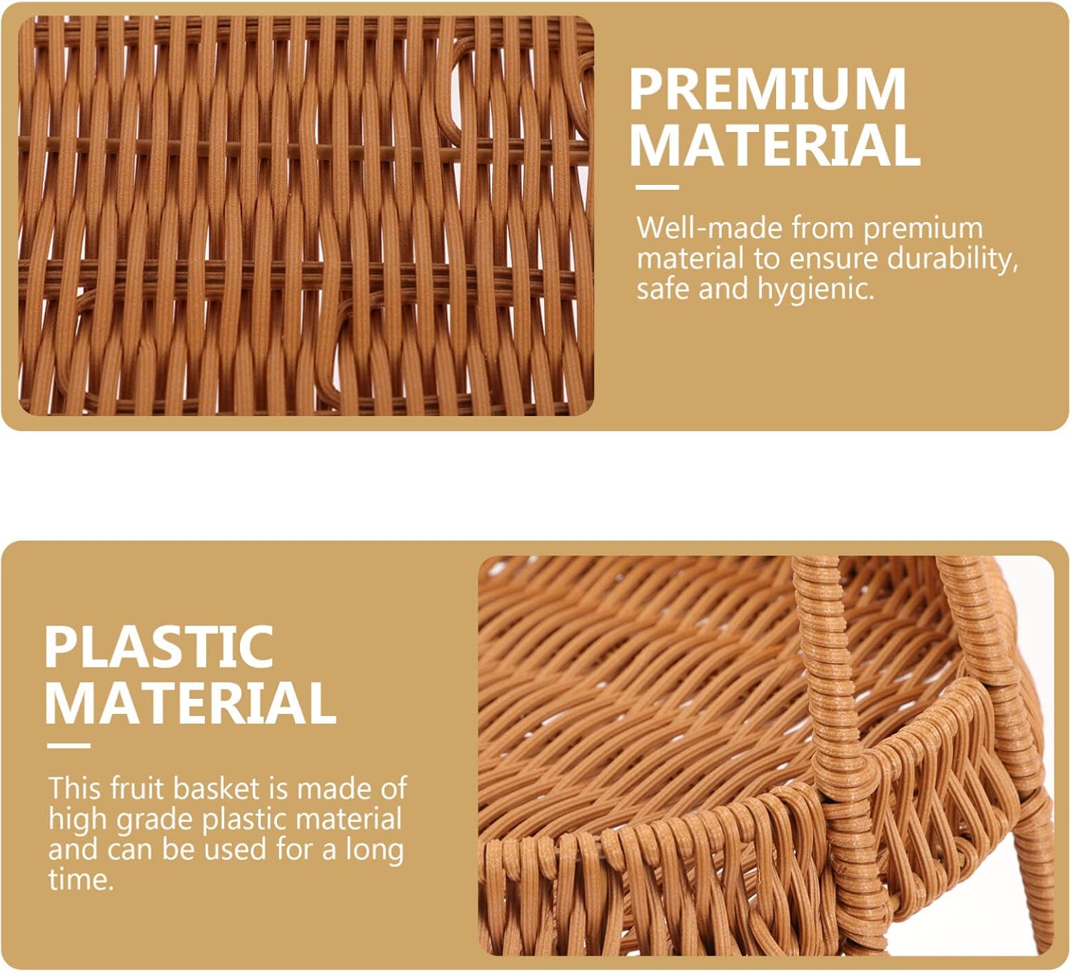 Kichvoe Handwoven Wicker Serving Baskets with Stand 2-tier Rattan Serving Tray Fruit Vegetable Storage Onions Bread Basket Cupcake Dessert Holder for Party Treats