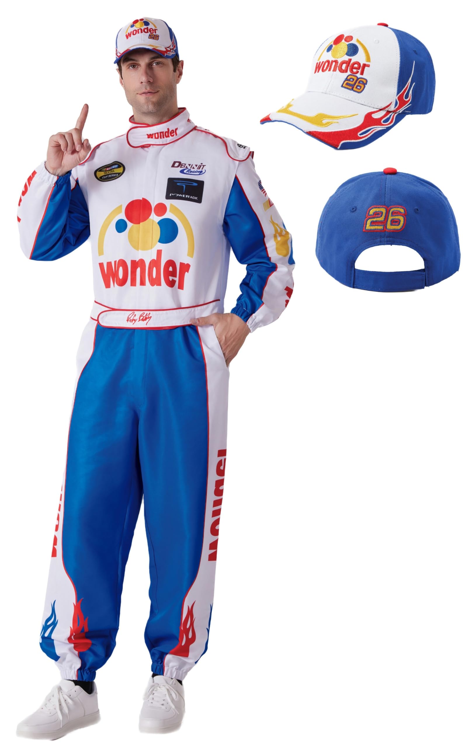 Maxim Party Supplies Men’s Race Car Driver Costume – Racing Jumpsuit with Hat for Halloween, Cosplay, Costume Parties, Events