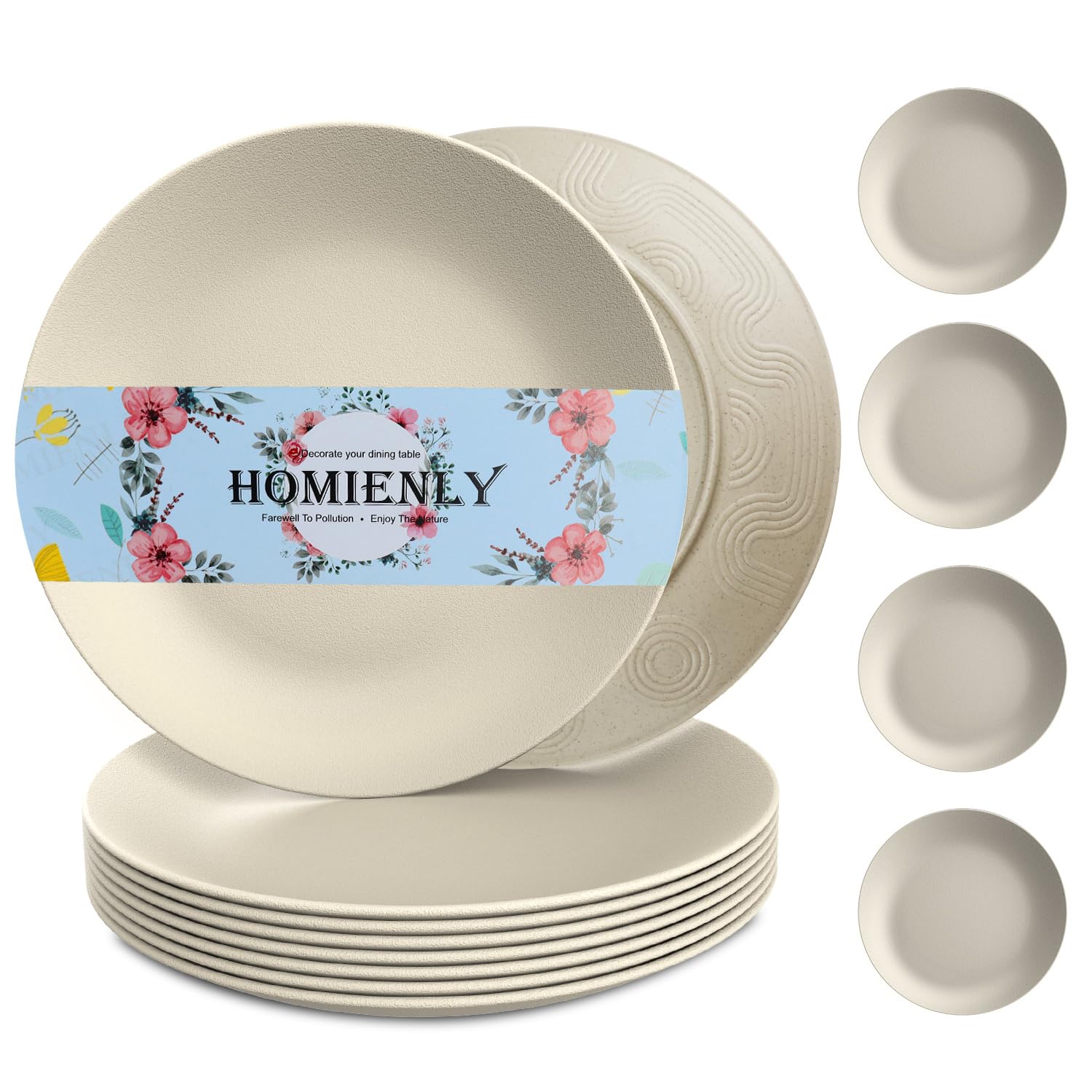 Amazon.com | Wheat Straw Dinner Plates Set of 8 - Alternative to