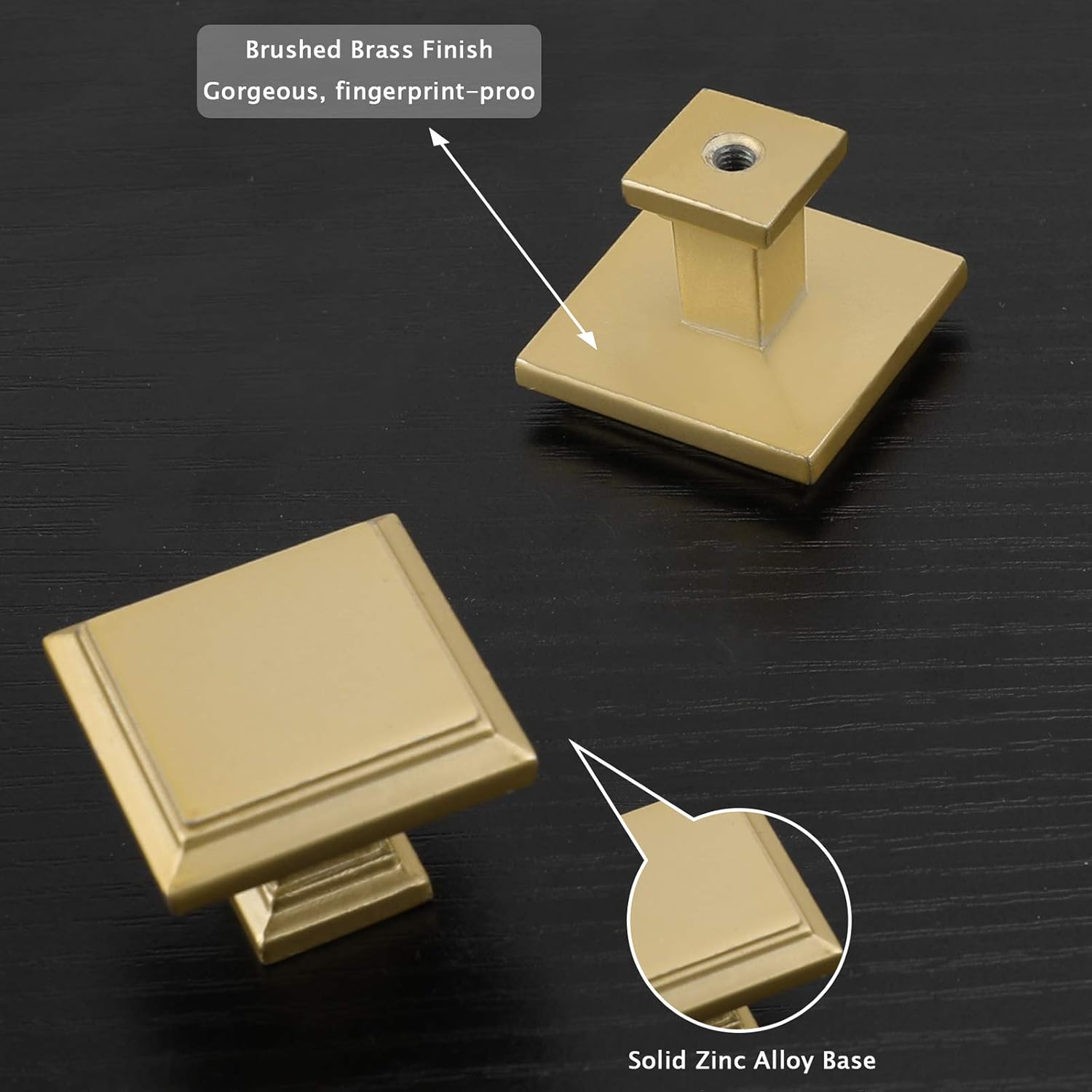 Haliwu 10 Pack Matte Gold Cabinet Knobs Kitchen Cabinet Knobs Square Drawer Pulls for Bathroom Kitchen Bedroom