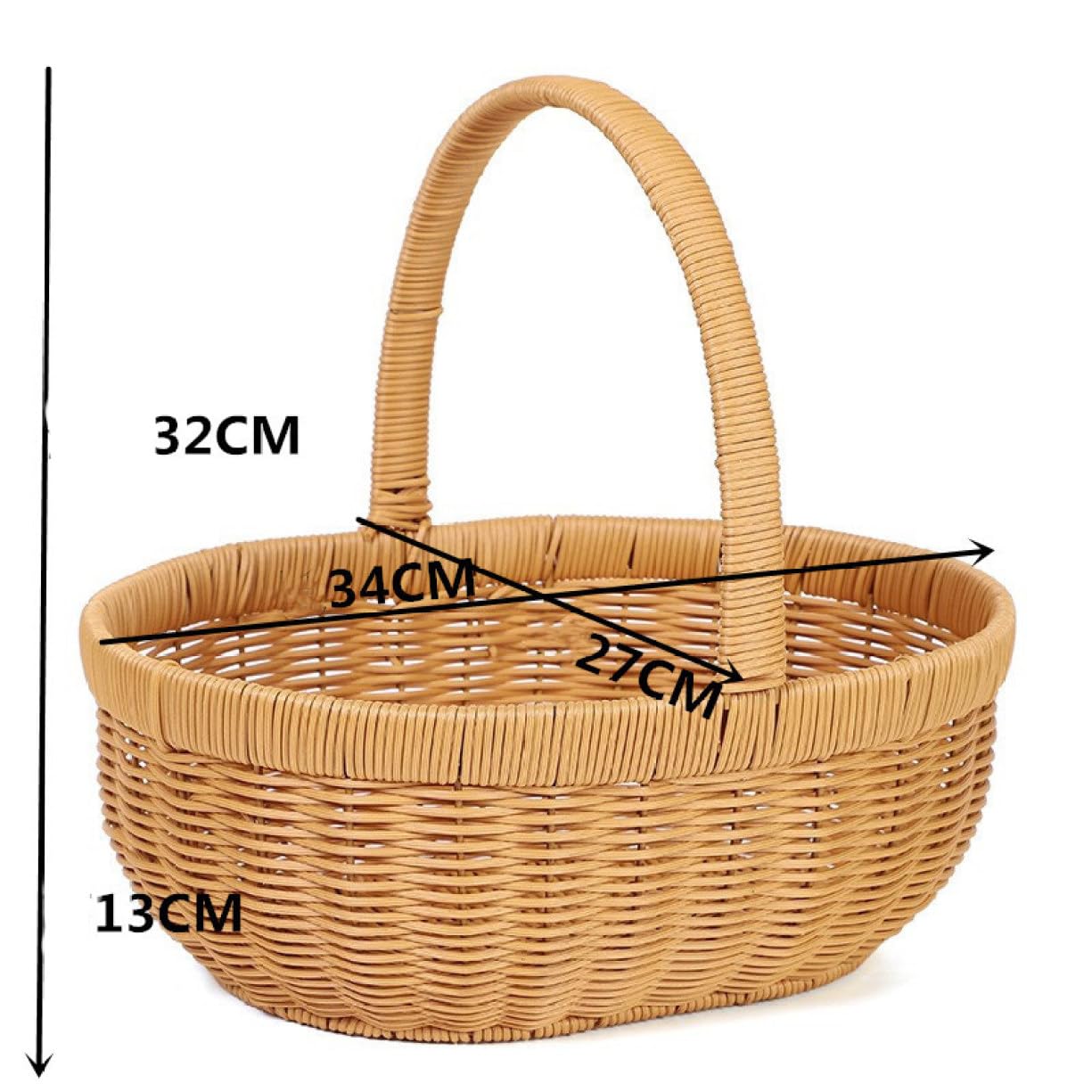 Amazon｜NJNEW かご バスケット 37*31*14 収納 ピクニックバスケット