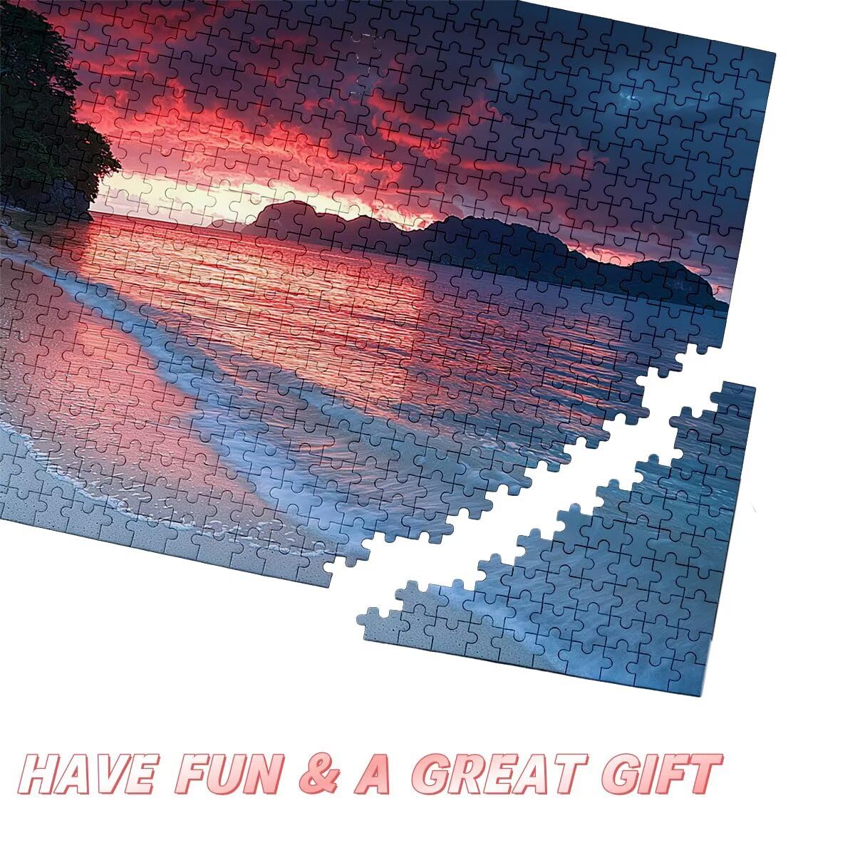 Puzzle 2000 Pezzi Tramonto, Puzzle Adulti Spiaggia, Puzzles in Legno con Squisita Scatola di Imballaggio, Classici Puzzles Educativi per Adulti eTutta La Famiglie, Come Regalo Uomo, Decor Casa -2507