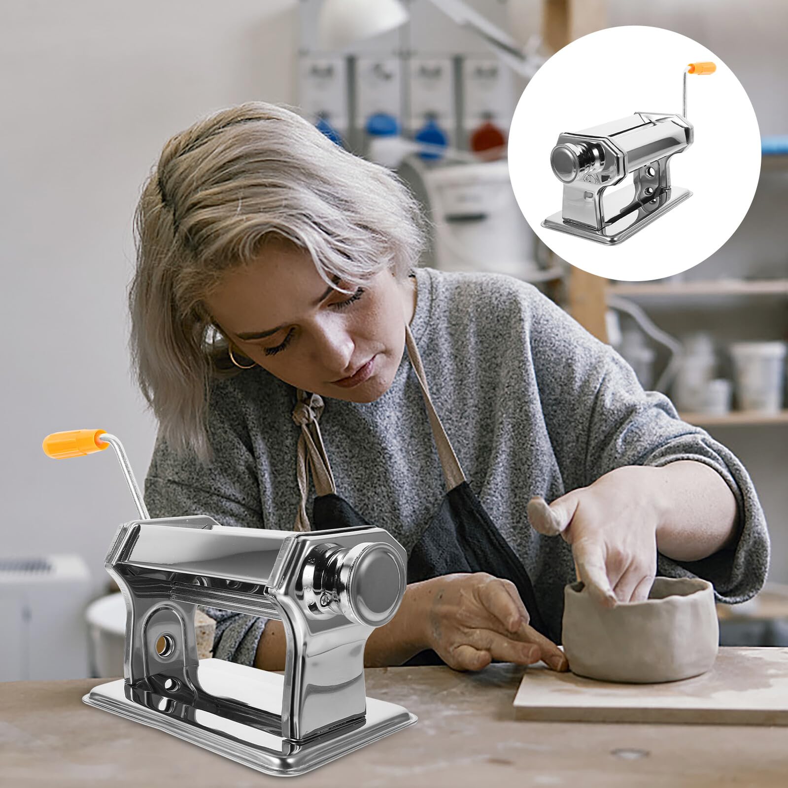 GARVALON Leichte Rollpresse mit Ergonomischem Griff aus Edelstahl und Kunststoff Zufällige Farbe für Polymer Clay und Selbstgemacht Bastelprojekte