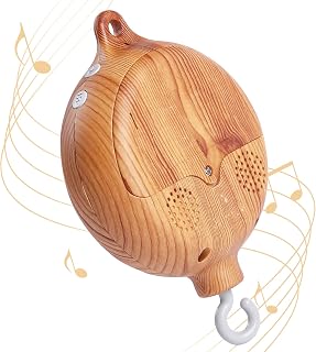 JETM·HH Baby Crib Mobile Musical Box - Imitation Wood Rotary Music Plays 12 Lullabies, Battery Operated Rotating Hook for Crib Toys (No Arm)