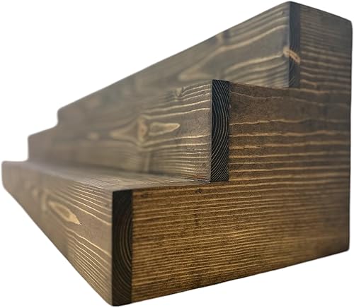 Miniatura 8 de Handmade Tiered Display Shelving - Three Tier Bar Display - Bar Organizer - Liquor Bottle Display (12" without Back, Dark Walnut)