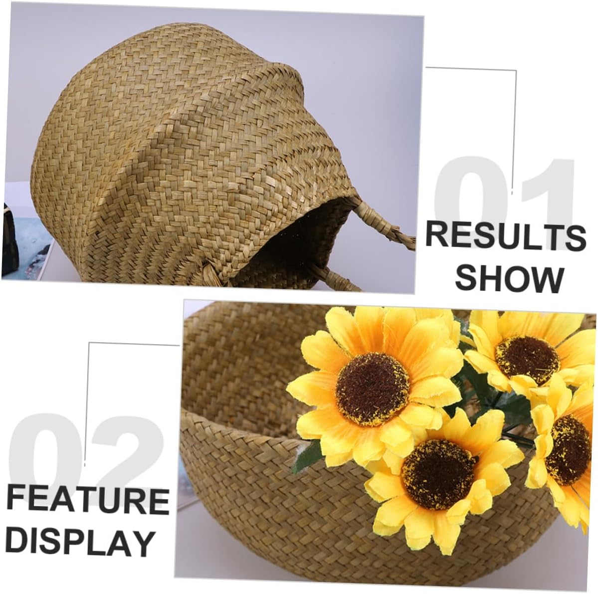 Xmas Woven Flowerpot Basket, Foldable Rattan Storage Basket for Home image 3