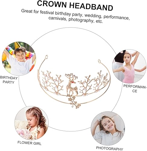Miniatura 4 de NOLITOY 3 diademas de renos de Navidad para niños, princesa para mujer, tiara de diamantes de imitación de Navidad para joyería de boda, tiara de