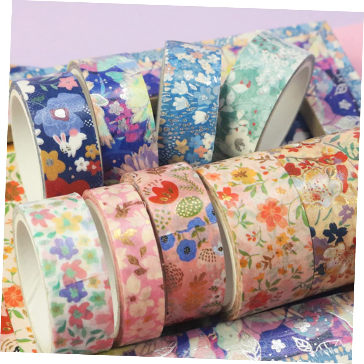 Angoily 4 Sätze Washi Tape Mit Blumenmuster Diy Papierklebebänder Für Scrapbooking Journaling Und Bastelprojekte 9 Rollen * 4