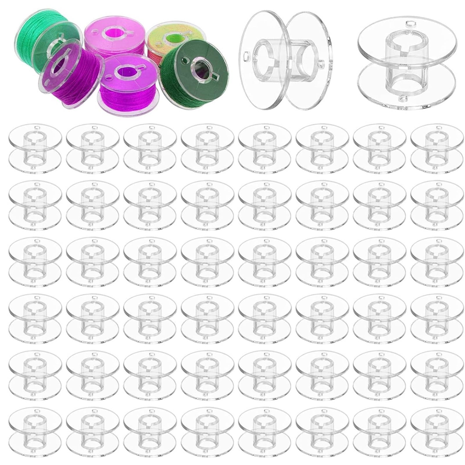 Bobinas de plástico transparente para máquina de coser, juego de 100/200/300 piezas para máquina de coser (200 piezas)