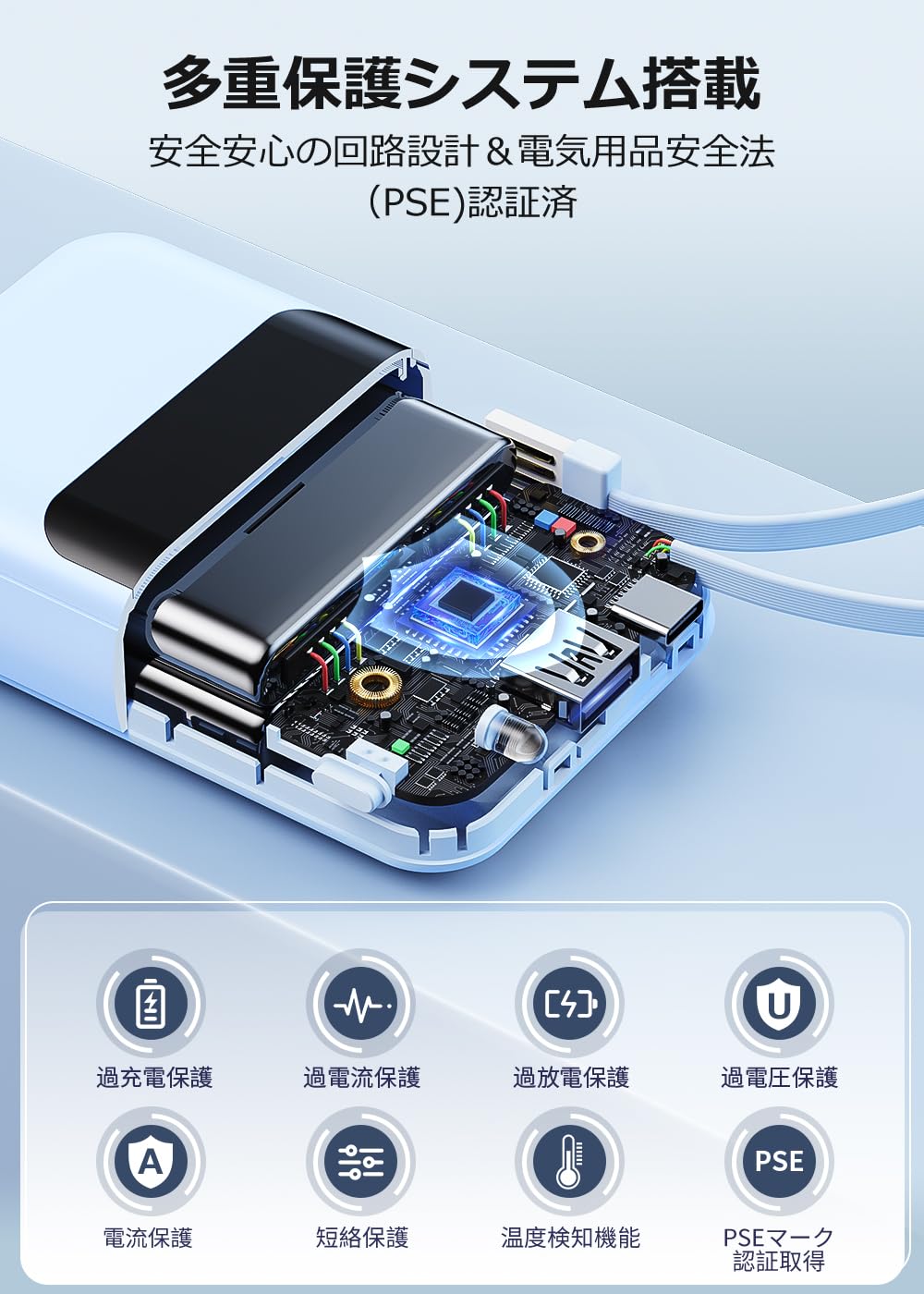 10個セット【22000mAh大容量&4本ケーブル内蔵】モバイルバッテリー