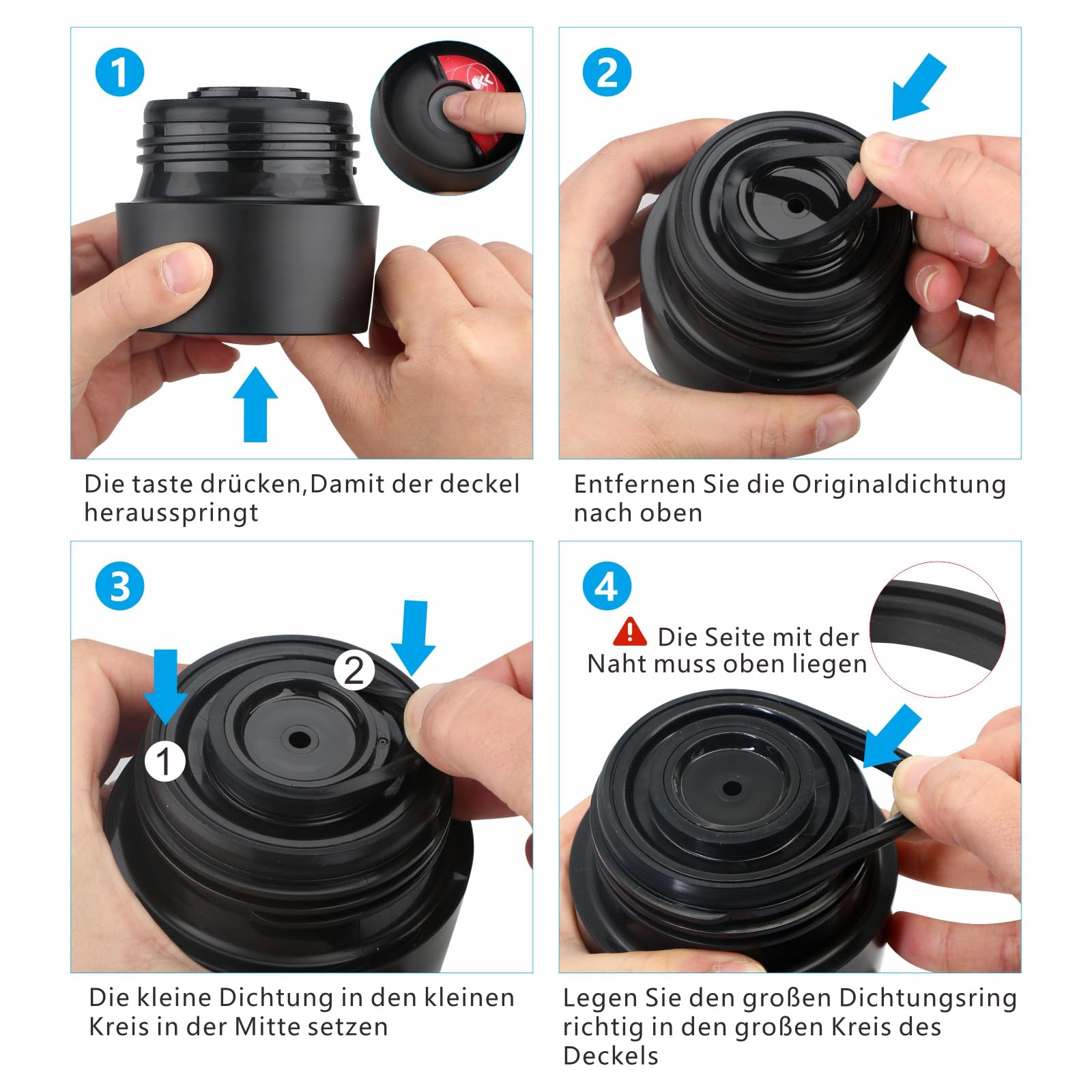 Set Di 8 Guarnizioni In Silicone Per Tazze Termiche Emsa Travel Mug Classic/Waves (0,36 L) E Grande (0,5 L) – Ricambio O-Ring, Senza BPA - 3