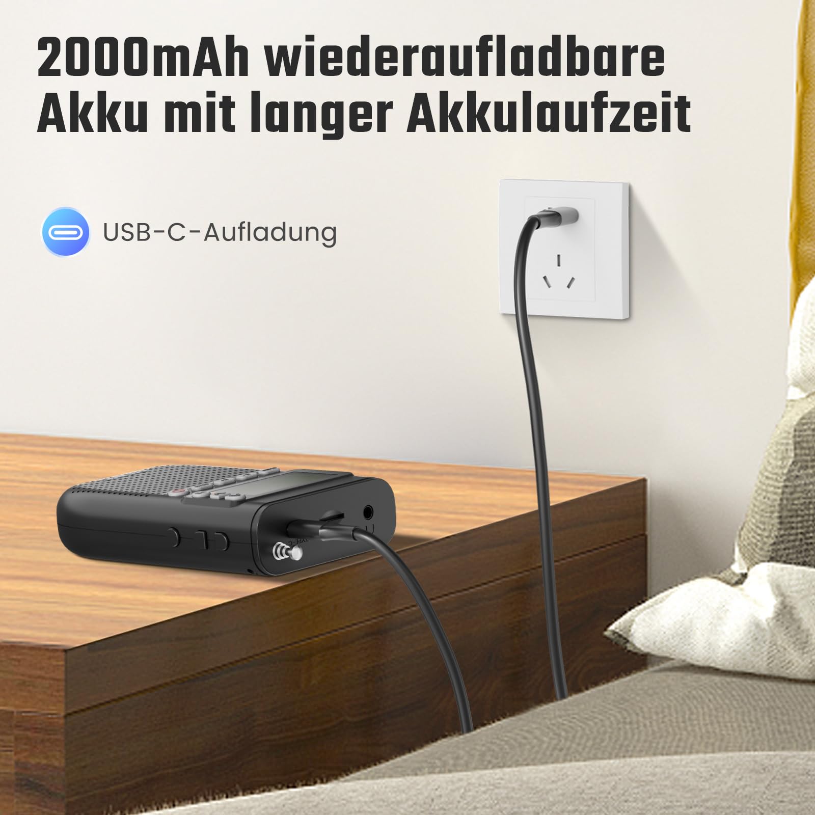 PRUNUS J-618 AM FM Mini Radio mit Bluetooth- Kopfhörern Verbunden, Digital Radio Klein unterstützt Manuelle Senderspeicher, Sleep Timer, Taschenradio mit 2000mah Akku, SD Card/Bluetooth Lautsprecher.