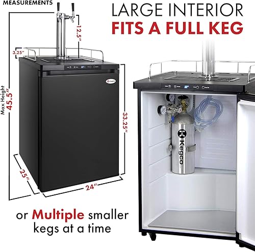 Miniatura 8 de Dispensador de cerveza de barril digital Kegco K309 Kegerator, Negro
