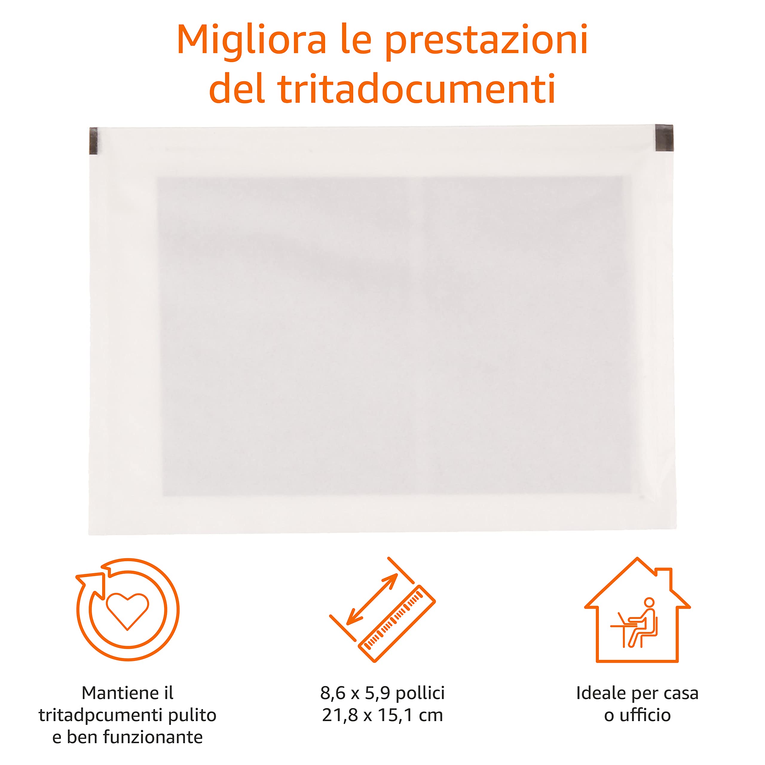 Amazon Basics Fogli per affilare e lubrificare distruggidocumenti, Taglio a frammento, confezione da 24, Bianco