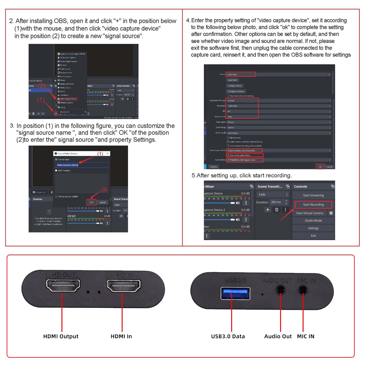 cablecc Tarjeta de captura HDMI 4K 60 fps transmisión de audio y video en vivo, datos USB para cámara, juegos, decodificador, grabación, computadora, DVD