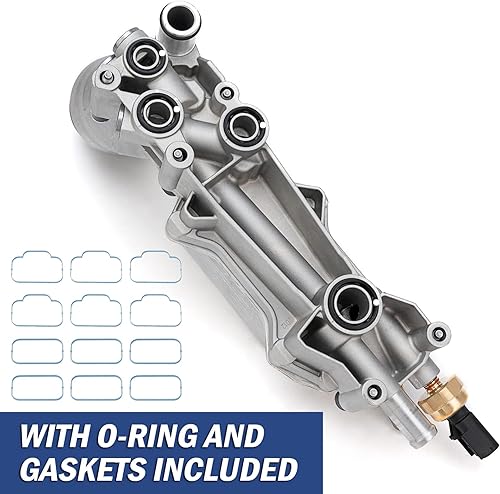 Miniatura 6 de 926-959 - Enfriador de aceite de motor de aluminio y adaptador de carcasa de filtro de aceite con sensor y juntas 926-876 5184294AE 68105583AF