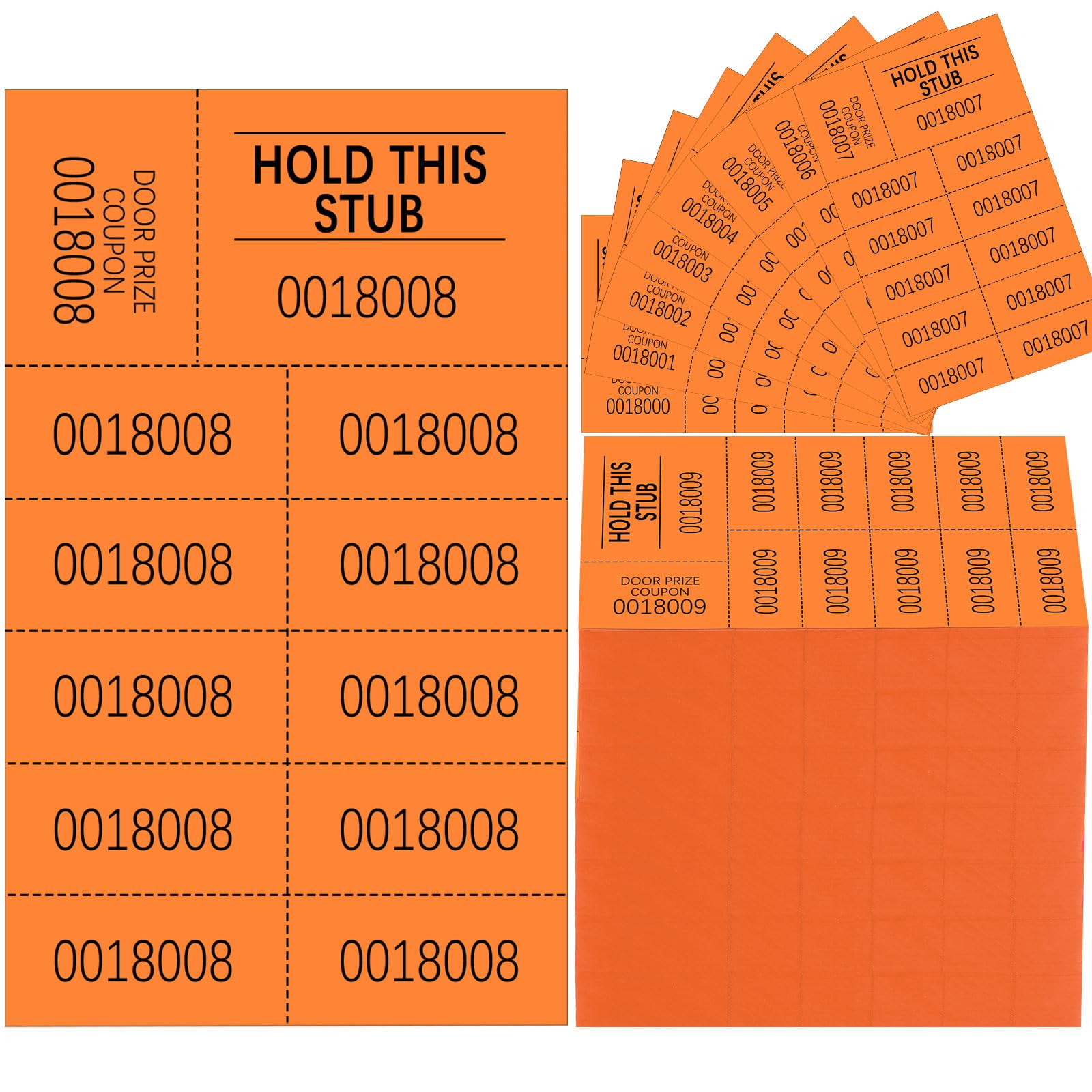 Kosiz 1000 hojas de boletos de rifa con 10 números de oferta por hoja, hojas de boletos de rifa de colores para cesta de subastas chinas, subastas silenciosas, aula, escuela, iglesia, eventos
