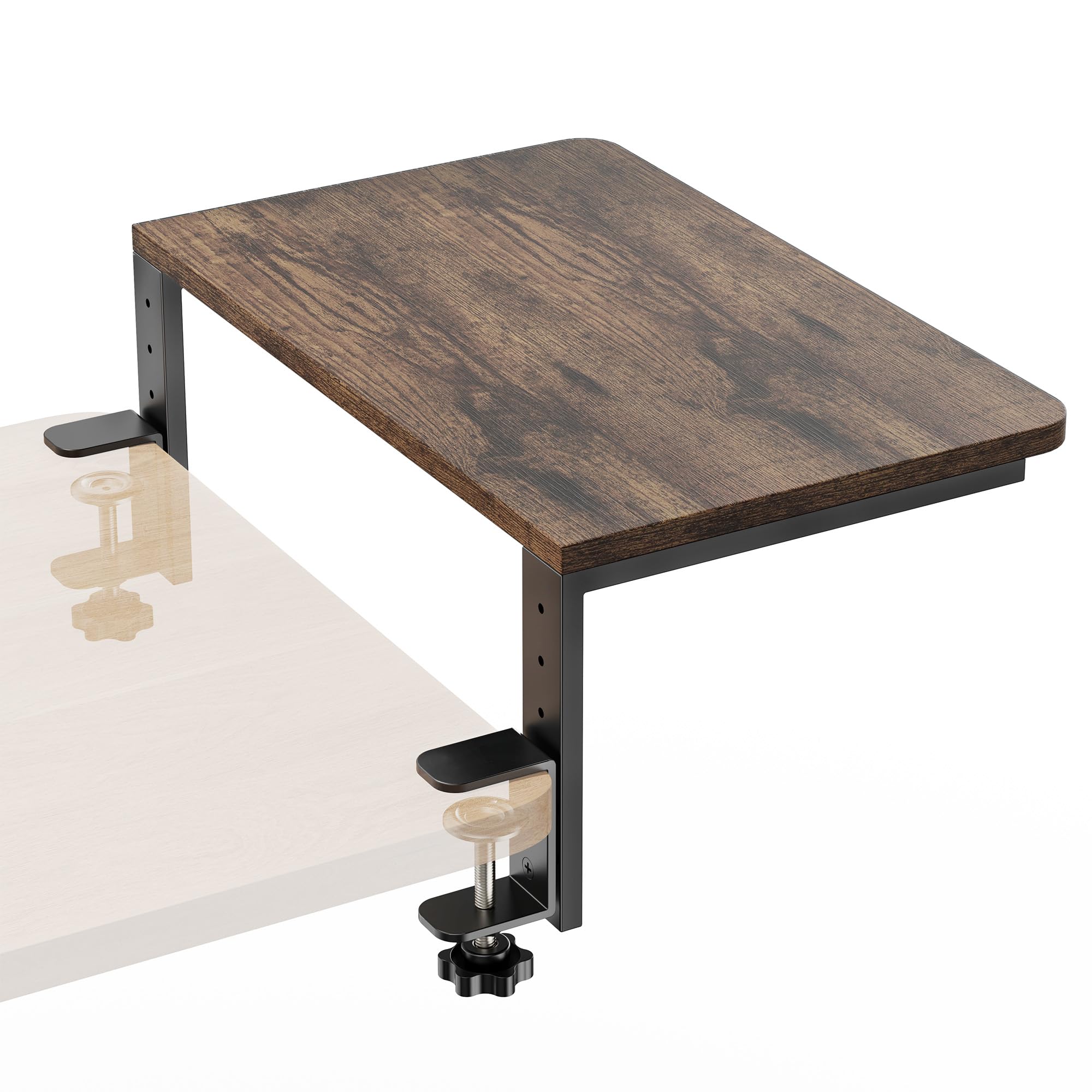 THYGIFTREE Desk Extender, 38 x 24cm Clamp on Desk Shelf Height Adjustable Desk Arm Rest Tray, Ergonomic Desk Organiser for Monitors, Office Desk Extension for Gaming Accessories