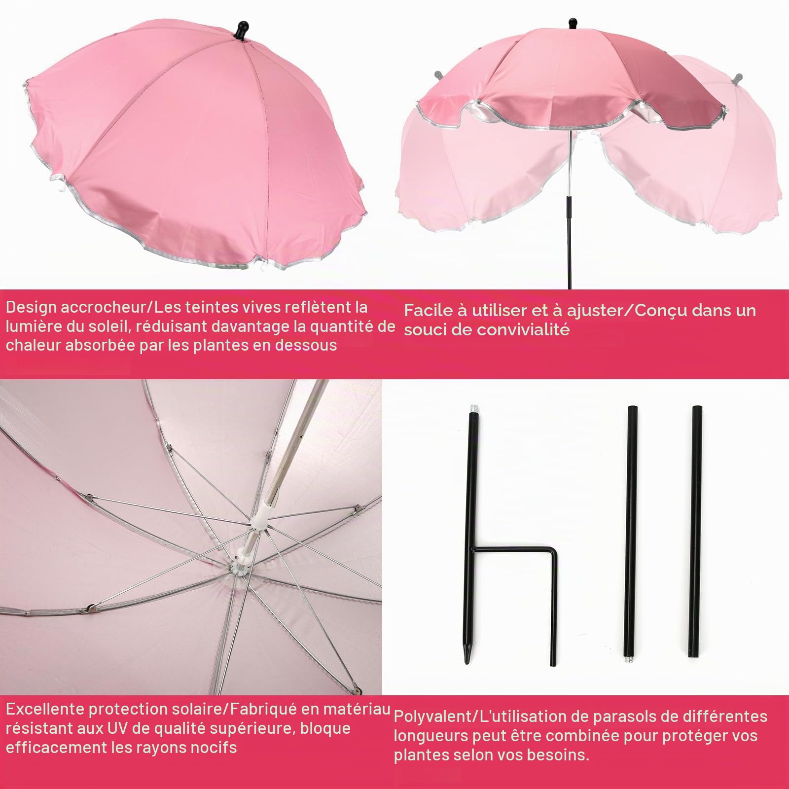 BOXOB 4pcs Parasol Plante D'Extérieur, Diamètre 60cm Parasol Plante