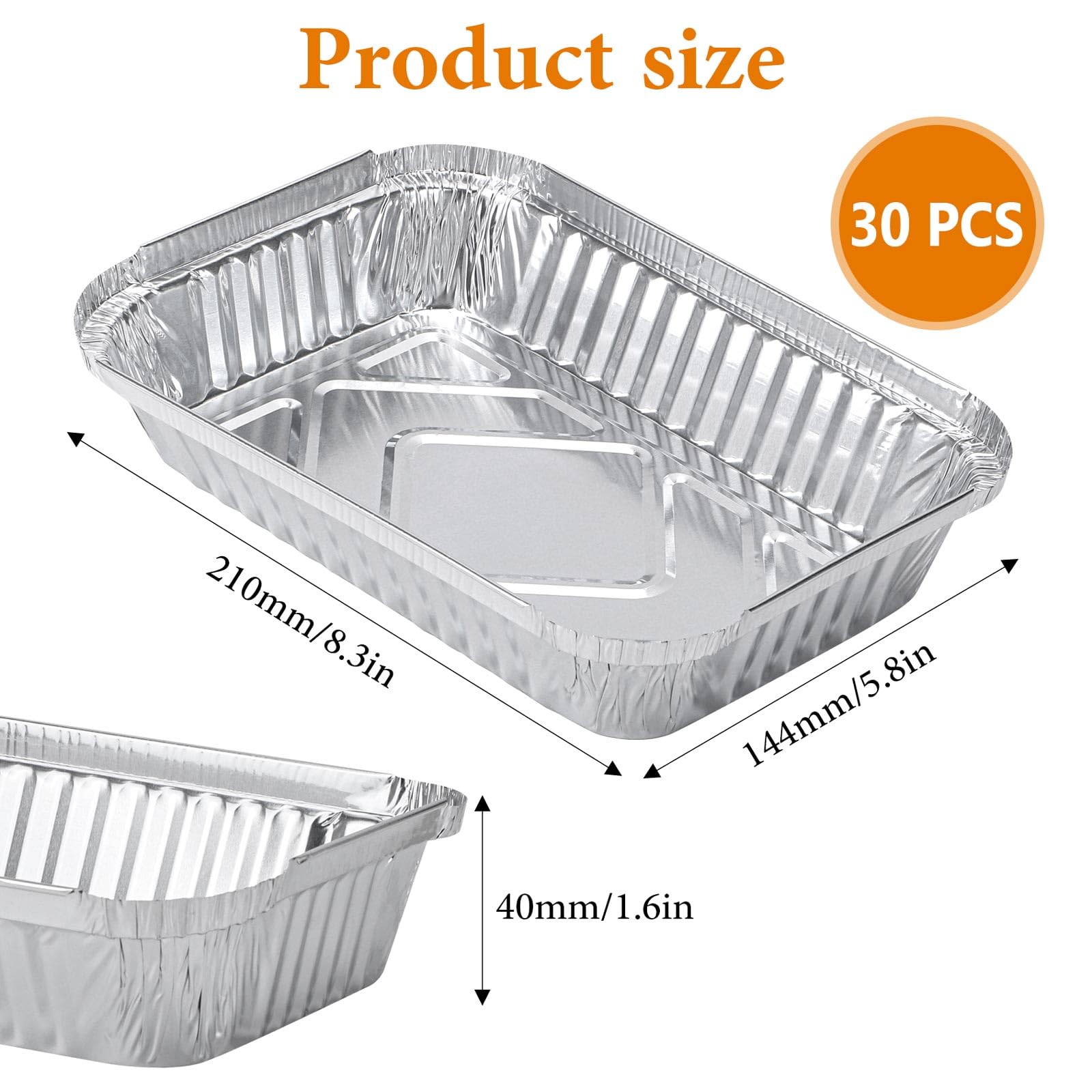 30 PCS Wegwerp Aluminiumfolie Trays Tin Folie Pot Braadbakken Containers voor Bakken Koken Bevroren Opslag van Voedsel