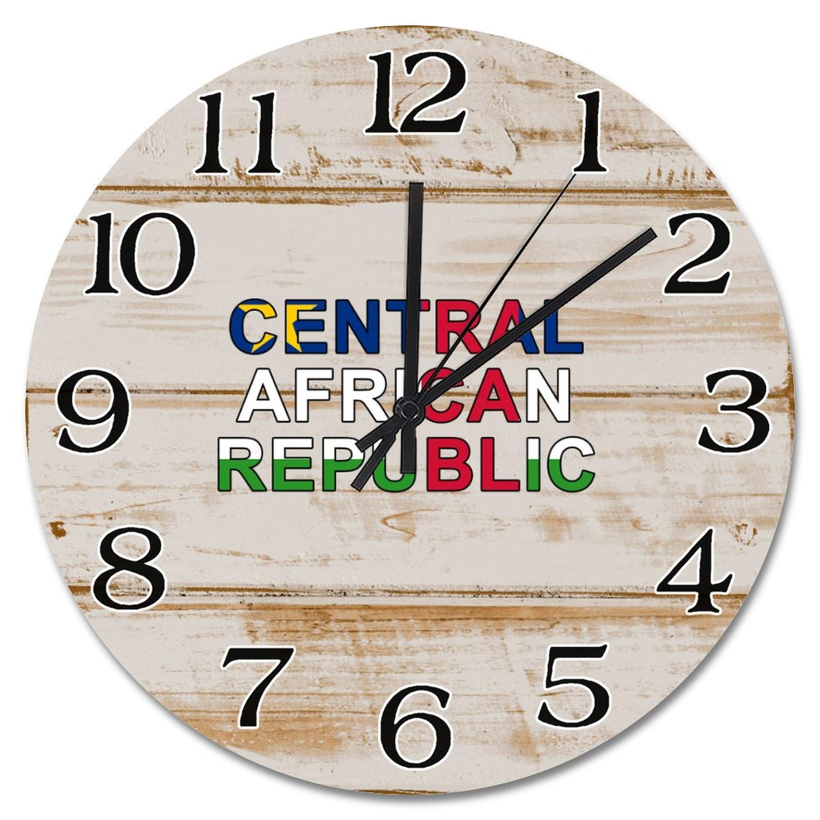Horloge murale drapeau Centrafrique 38 cm, cadeau déco rustique