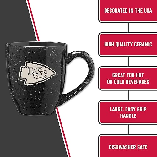 Miniatura 84 de Rico Industries, NFL Football - Taza de café de 16 oz de cerámica moteada, grabada con láser y de color de los equipos de fútbol americano de la NFL