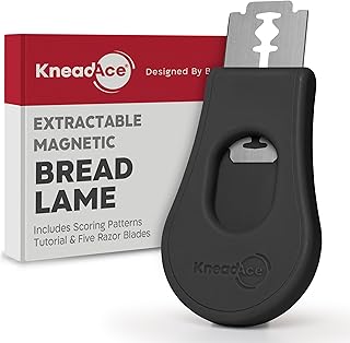 KNEADACE Extractable & Magnetic Bread Lame Dough Scoring Tool - Professional Sourdough scoring tool for Sourdough Bread baking & Bread Making Tools - Scoring Patterns booklet & 5 Razor Blades