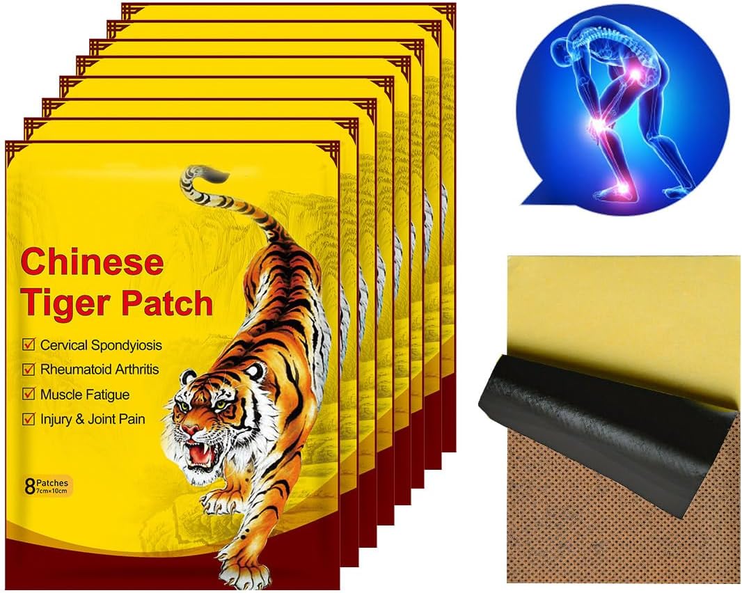 64 Pcs Pain Relief Patches, Chinese Tiger Patches for Pain Relief,Knee, Back, Shoulder Joint and Sore Muscle Neck Pain Relievin Pain Relief Patch