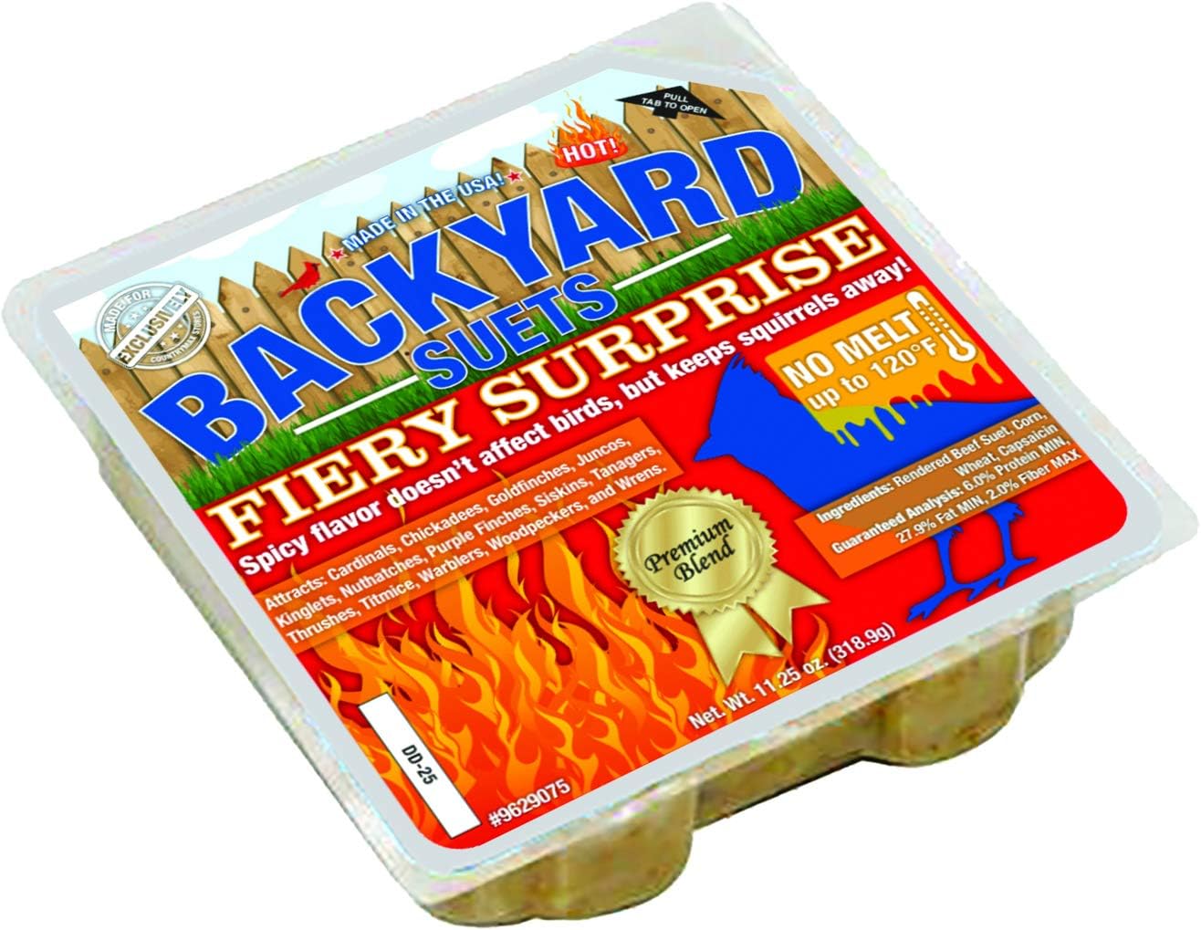 No Melt Premium Suet Cakes Made in The USA 12 Pack (Cherry Sunflower)