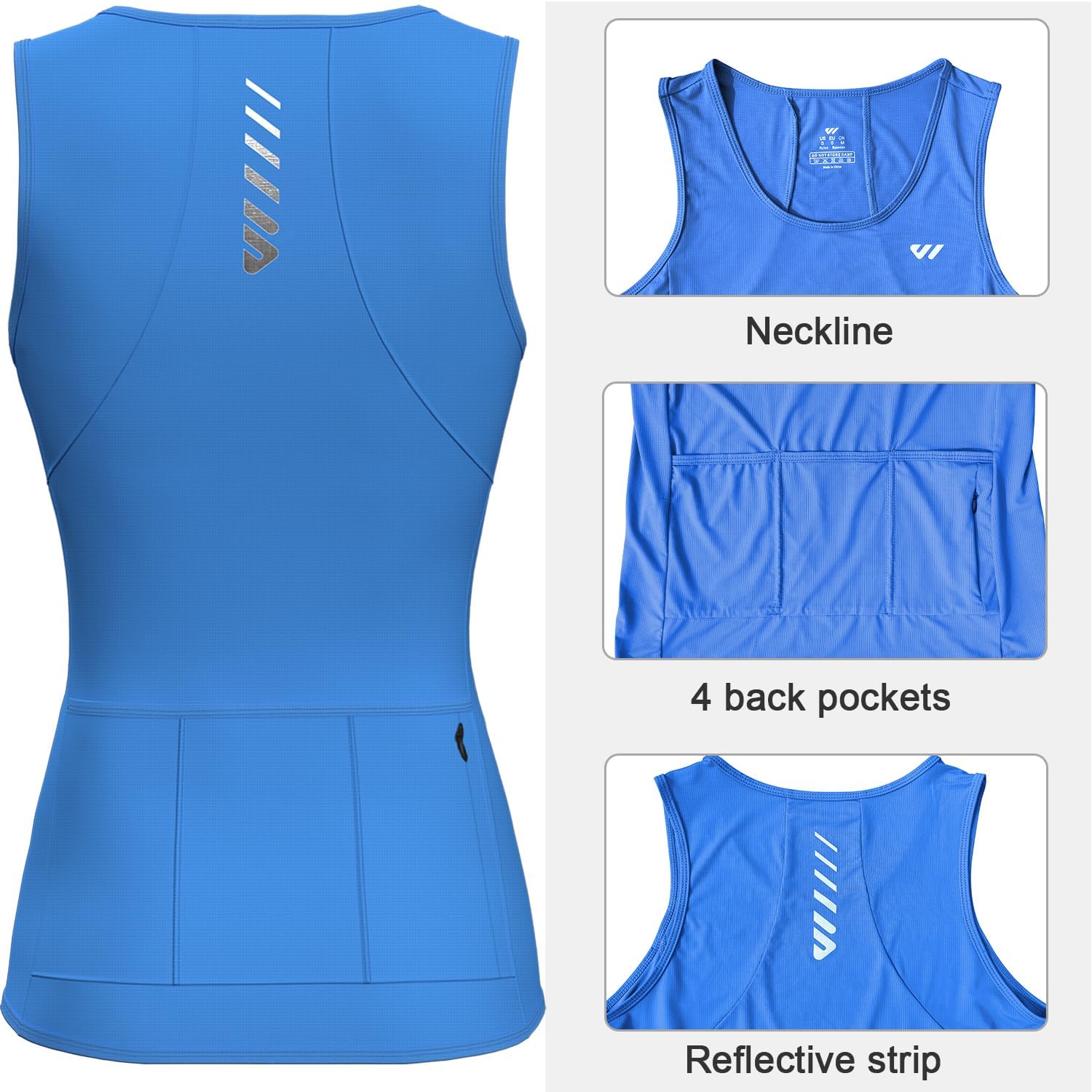 Wulibike Sleeveless Cycling Jersey Women Running Shirts Vest bike top Summer Biking tank Basic Top With Pockets - Image 4