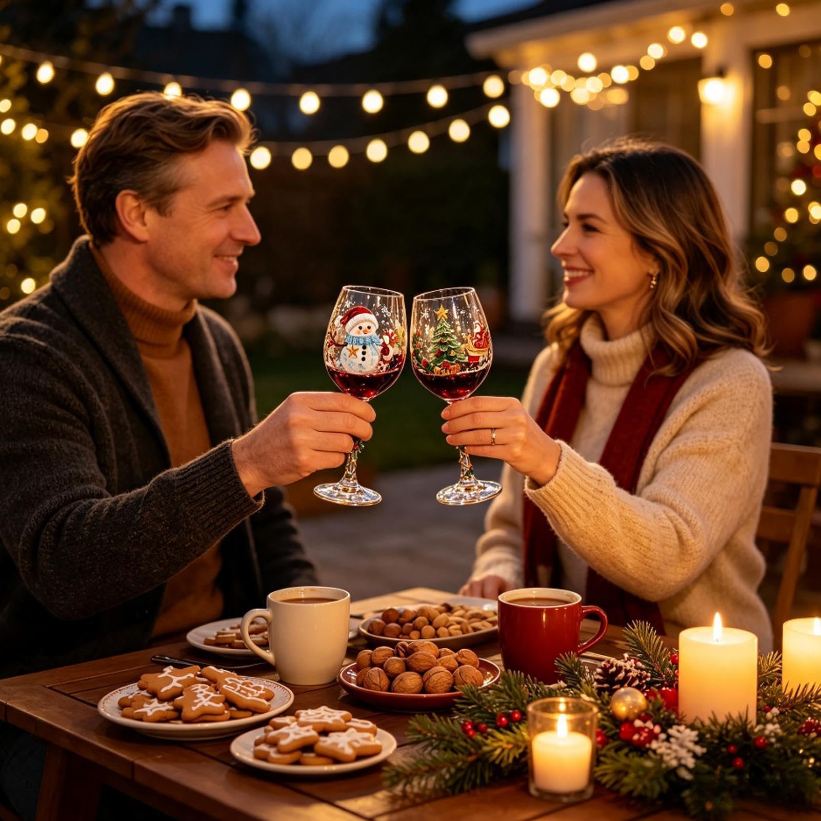 Bicchieri da vino in 3D di Natale in rilievo di lusso per regali