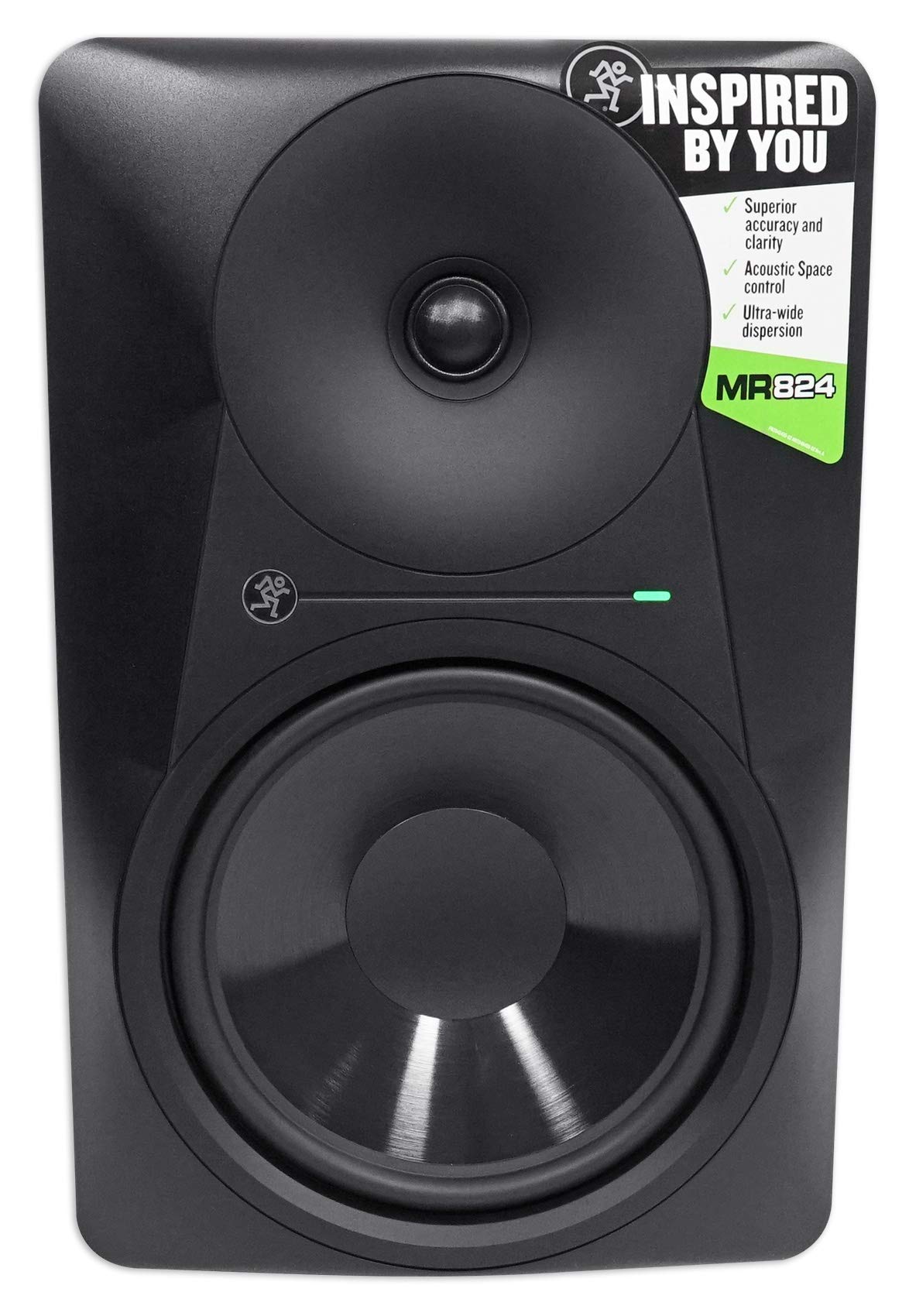Mackie MR824 8 85 Watt Powered Active Studio Monitor Class A/B Bi-Amped Speaker Bundle with Rockville PRO-M50 Studio Headphones w/Detachable Coil Cable, Case with Extra Ear Pad