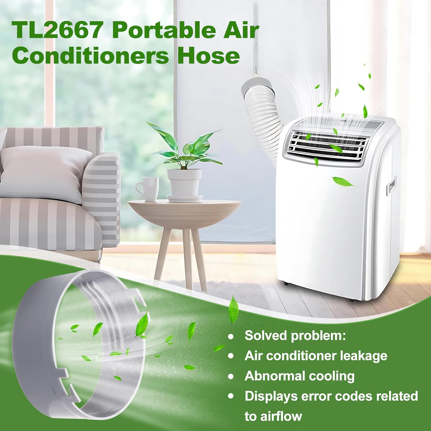 TL2667 HOSE Inlet for Delonghi Portable Air Conditioner Exhaust Hose Connection,Replaces PACA140E PACC100EL PACC100 PACA110 PACCT90, 6" Diameter Air Outlet Hose Inlet for 5" Exhaust Hose