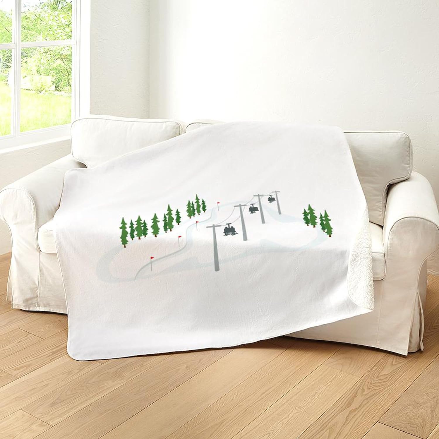CafePress Ski Lift Sherpa Fleece Throw Blanket 60" L x 50" W