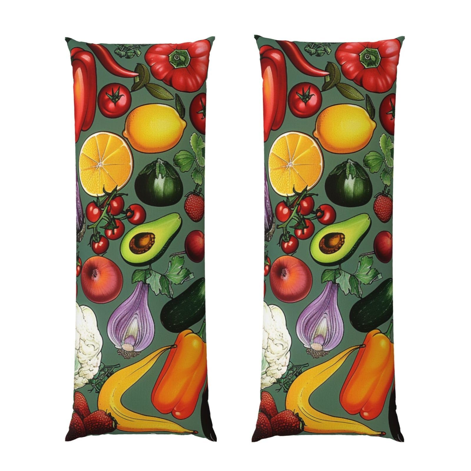Body Pillow Cover 20x54 Inch, Vegetable Fruit Print Long Lumbar Pillow Case with Zipper Long Body Pillowcase Decorative for Bed Sofa Bedroom