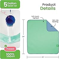 Vista 3 de IMPROVIA Almohadillas lavables de 34 x 36 pulgadas (paquete de 2) – Almohadillas reutilizables para incontinencia de humectación de cama para niños