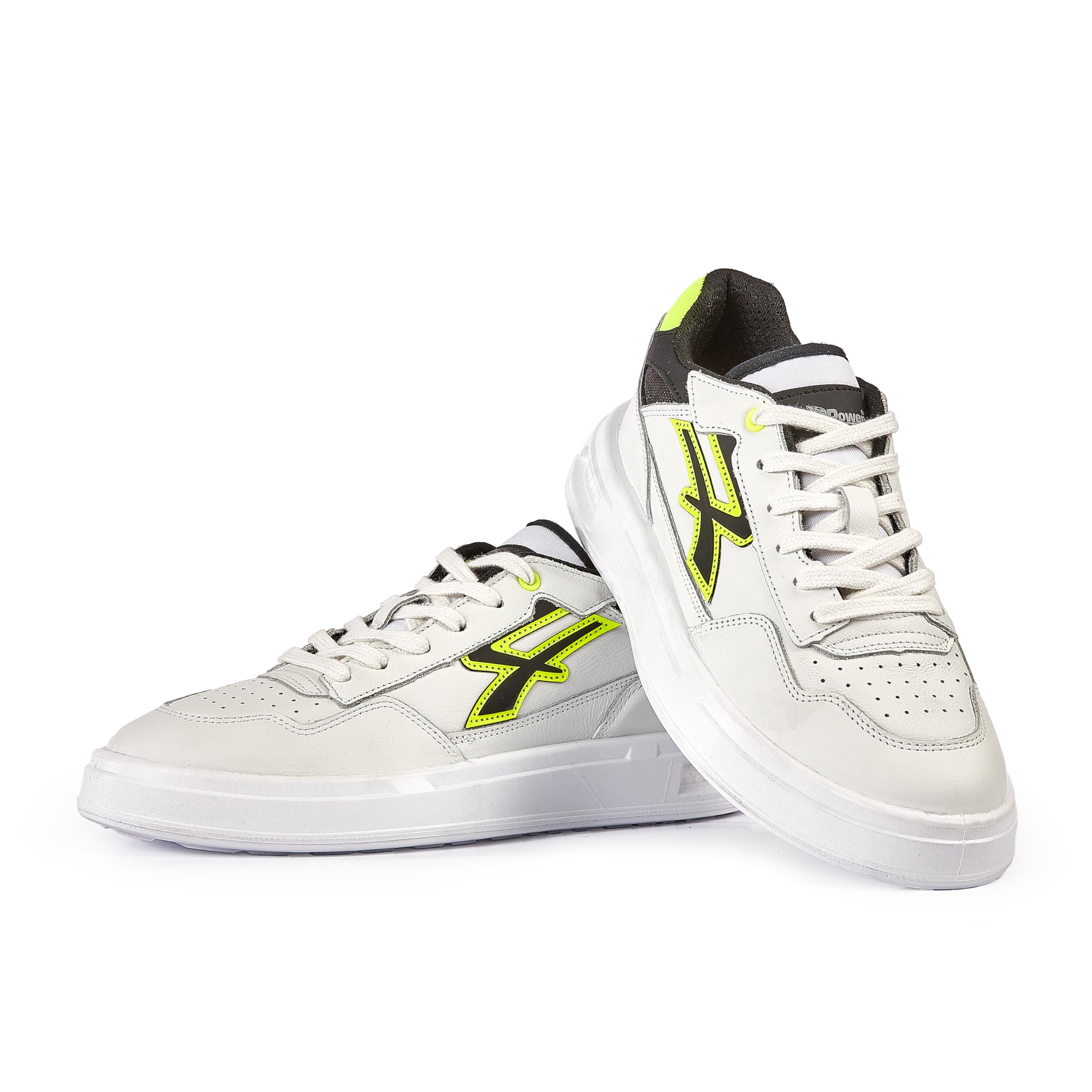 U-Power Urban Lifestyle Harlow, Scarpe Sportive e Casual Bianche, Nere e Giallo Fluo in Morbida Pelle. Sneakers Basse con Suola Antiscivolo con Inserto Infinergy, Ideali per l'uso Quotidiano.