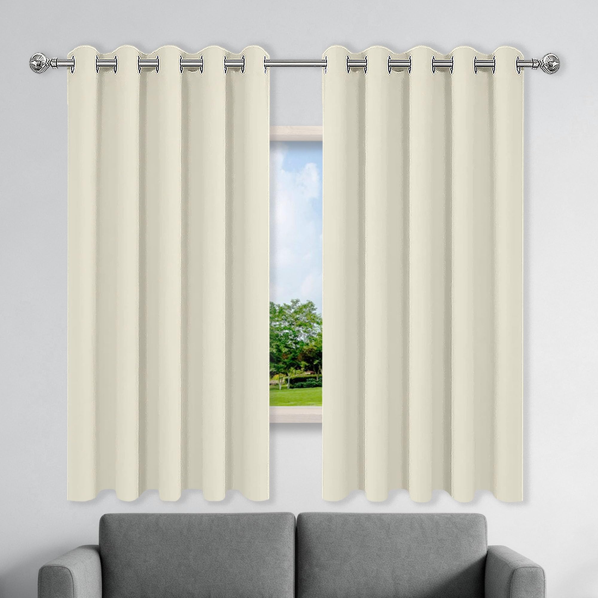 Rideau occultant 190x190 cm isolant thermique beige à oeillets