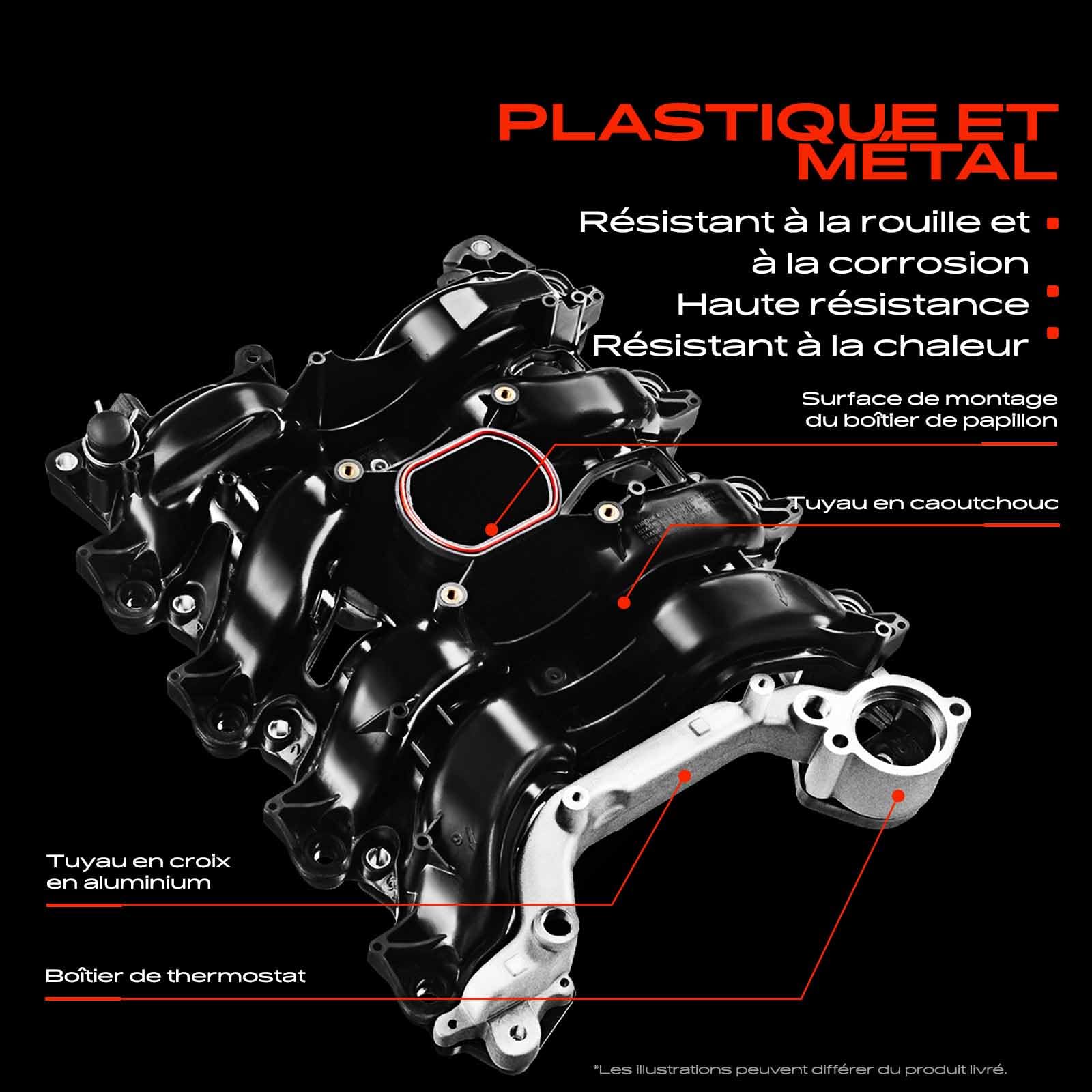 Frankberg Système d'admission, collecteur d'admission, volet d'air Actia | Compatible avec: Classe S V222 W222 X222, GLC X253, Sprinter 35-T Boîte B906, Classe M W166, Autobus Sprinter 35-T B907