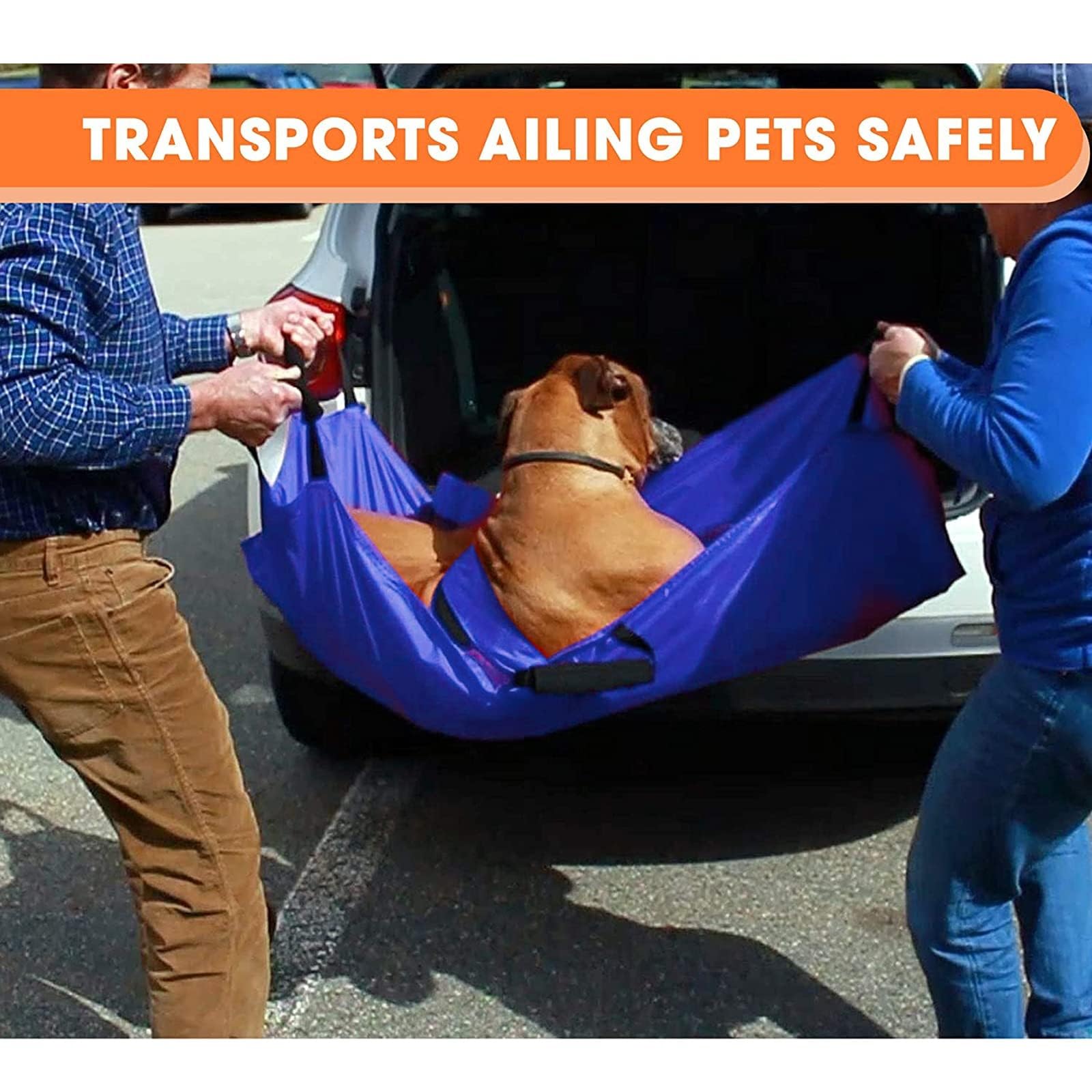 Faltbare Haustiertrage, geeignet für Hunde und andere Tiere - aus weichem Nylon, tragbar für den Notfalltransport, ideal für die Erste-Hilfe am Haustier - perfekt für Outdoor-Abenteuer (rot)
