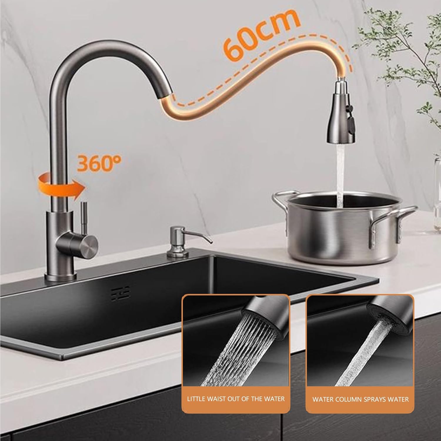 Black Kitchen Sink, Stainless Steel Single Bowl Sink, Embedded/Top Mounted Workbench Sinks With Sliding Accessories, Workbench Sink With Multiple Accessories (23.6 x 17.7 in)