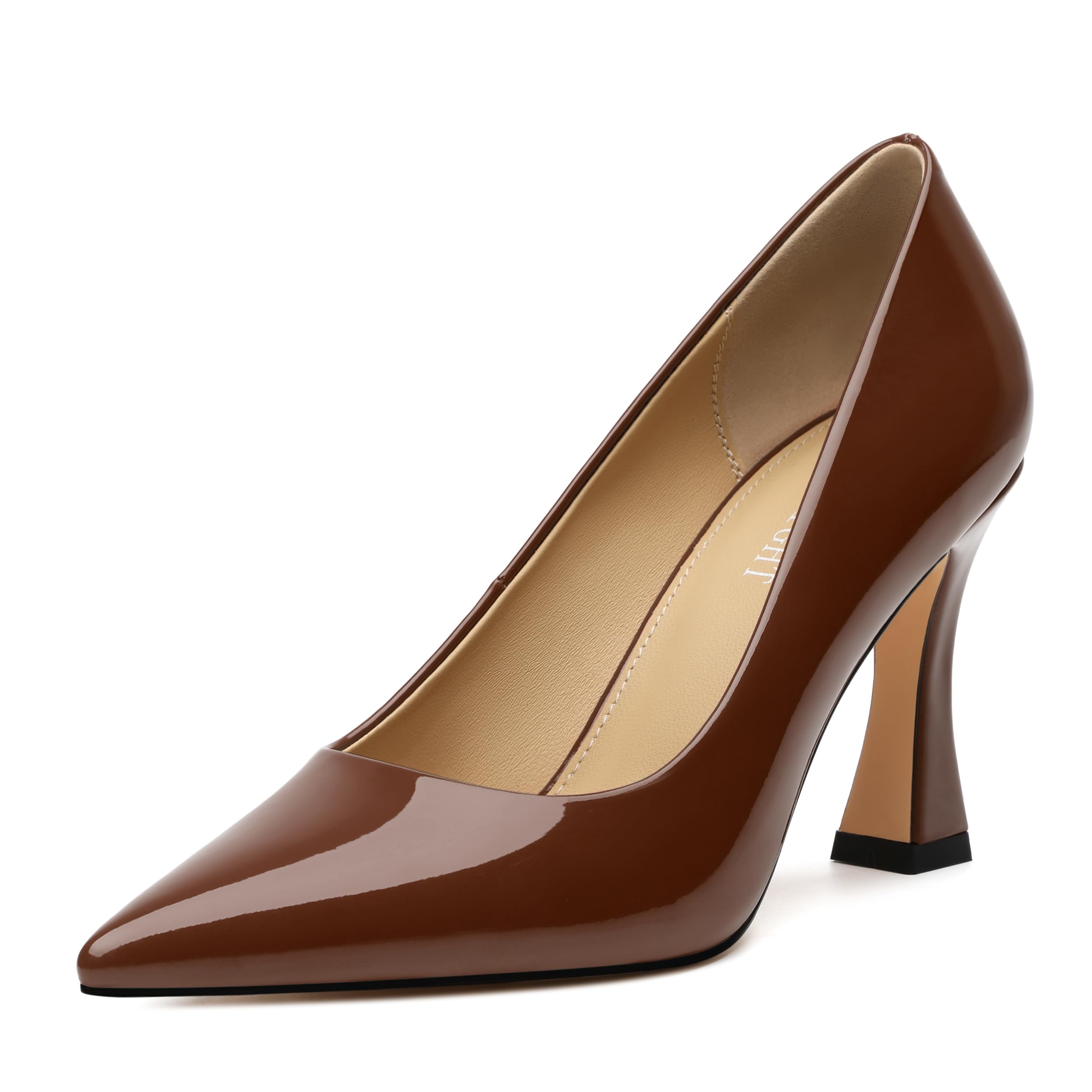 AMBELIGHT Womens Pumps Closed Pointed Toe High Heels Classic Slip On Pumps Sexy Patent Leather Stiletto Heels 3