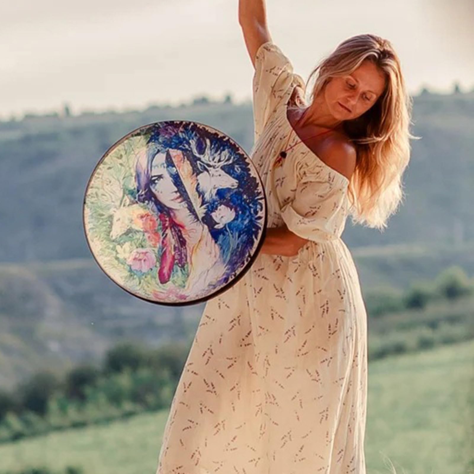 Schamanische Drum - Handgemachte Stammperkussion, ethnisches sibirisches Instrument, dekorativer ritueller Klang | Kreatives modernes Design Innovative Schamanen-Trommel Für Meditationszeremonie