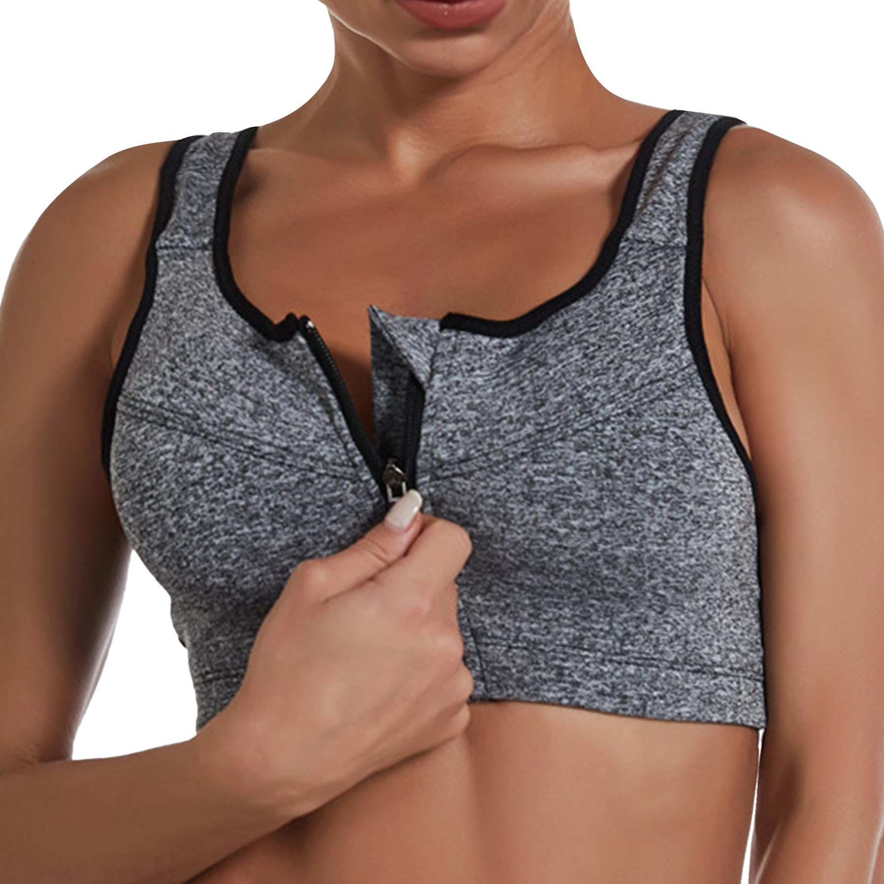 Womens Sports Yoga Bra Zip Front Sports Bra